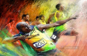 Sport Painting - olympics bolt miki de goodaboom impressionist